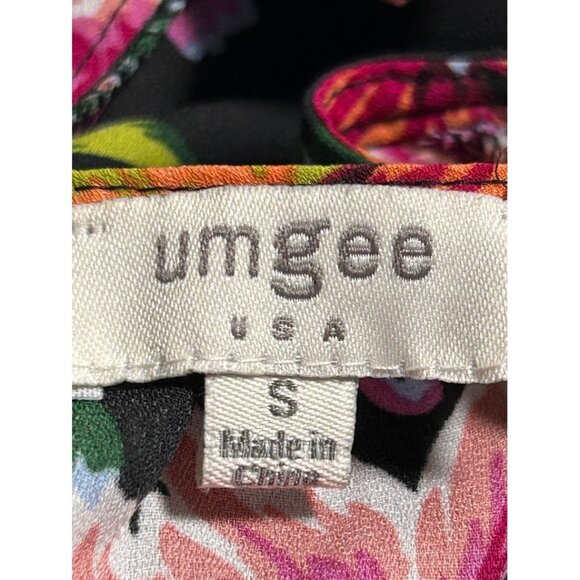 Floral Cold-Shoulder Blouse‎ By Umgee USA - Size S Navy Black Background - Picture 6 of 8